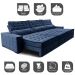 Sofá Retrátil e Reclinável 4,15m Cama inBox Big Puffer com SoftGel D40 Velupluma Azul