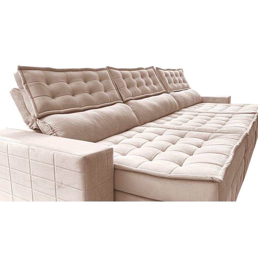 Sofá Retrátil e Reclinável 4,15m Cama inBox Big Puffer com SoftGel D40 Velupluma Bege