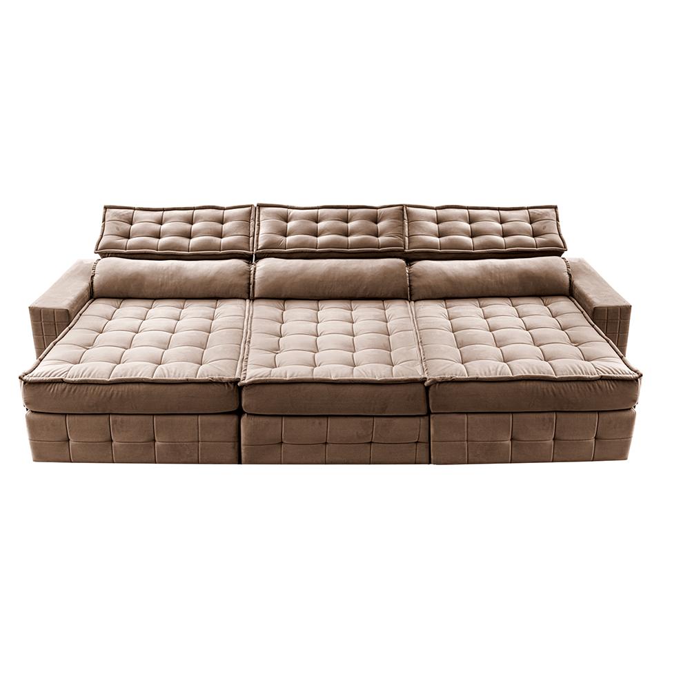 Sofá Retrátil e Reclinável 4,15m Cama inBox Big Puffer com SoftGel D40 Velupluma Castor