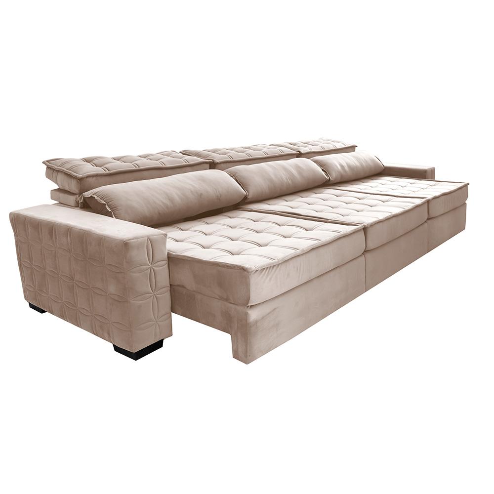 Sofá Retrátil e Reclinável 4,15m Cama inBox Big Star com SoftGel D40 Velupluma Bege