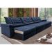 Sofá Retrátil e Reclinável 4,15m Molas Ensacadas Cama inBox Big Space com Bordado 3D Velusoft Azul