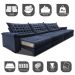 Sofá Retrátil e Reclinável 4,15m Molas Ensacadas Cama inBox Big Space com Bordado 3D Velusoft Azul