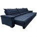 Sofá Retrátil e Reclinável 4,15m Molas Ensacadas Cama inBox Big Space com Bordado 3D Velusoft Azul