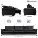 Sofá Retrátil e Reclinável 4,15m Molas Ensacadas Cama inBox Big Space com Bordado 3D Velusoft Preto
