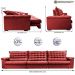 Sofá Retrátil e Reclinável 4,15m Molas Ensacadas Cama inBox Big Space com Bordado Velusoft Vermelho