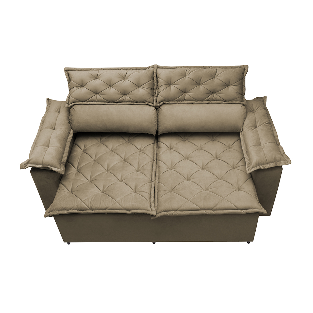 Sofá Retrátil e Reclinável Cama inBox Compact 1,50m Tecido Suede Velusoft Castor