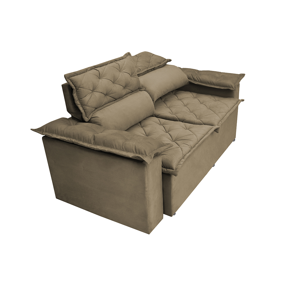 Sofá Retrátil e Reclinável Cama inBox Compact 1,50m Tecido Suede Velusoft Castor