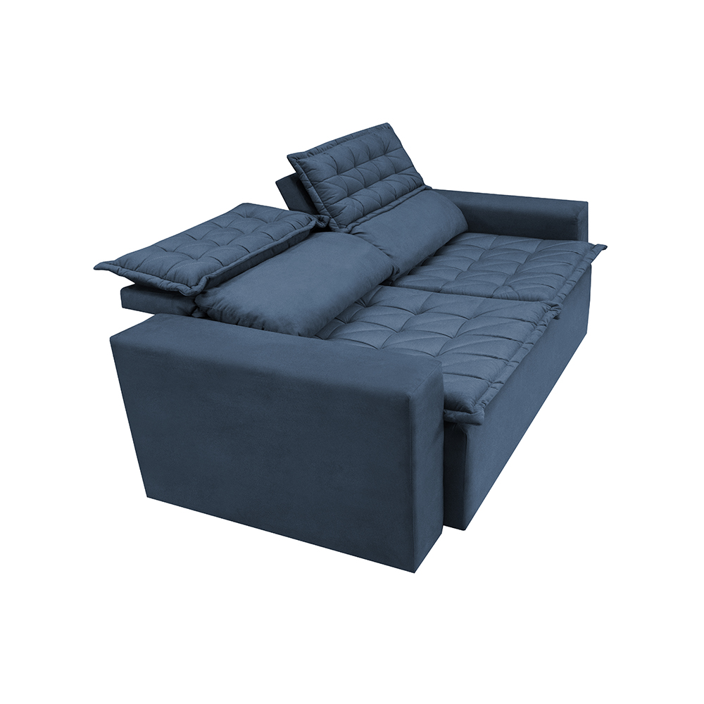 Sofá Retrátil e Reclinável Cama inBox Slim 1,50m Tecido Suede Velusoft Azul