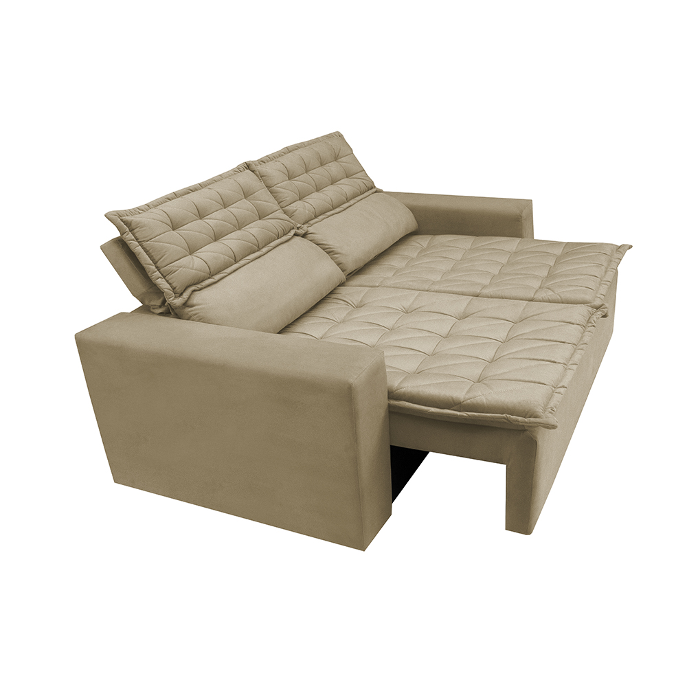 Sofá Retrátil e Reclinável Cama inBox Slim 1,50m Tecido Suede Velusoft Bege