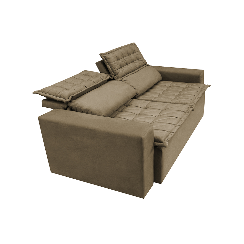 Sofá Retrátil e Reclinável Cama inBox Slim 1,50m Tecido Suede Velusoft Castor