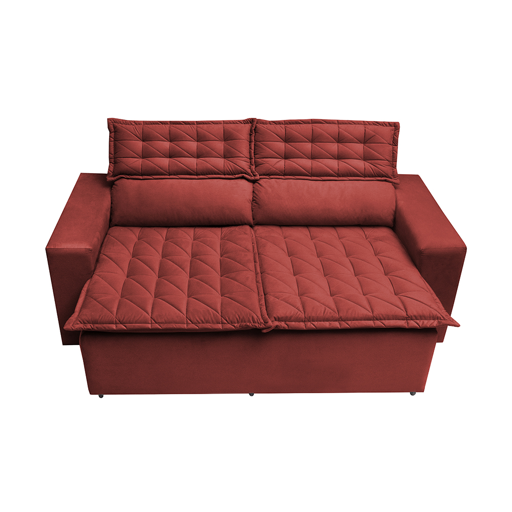 Sofá Retrátil e Reclinável Cama inBox Slim 1,50m Tecido Suede Velusoft Vermelho