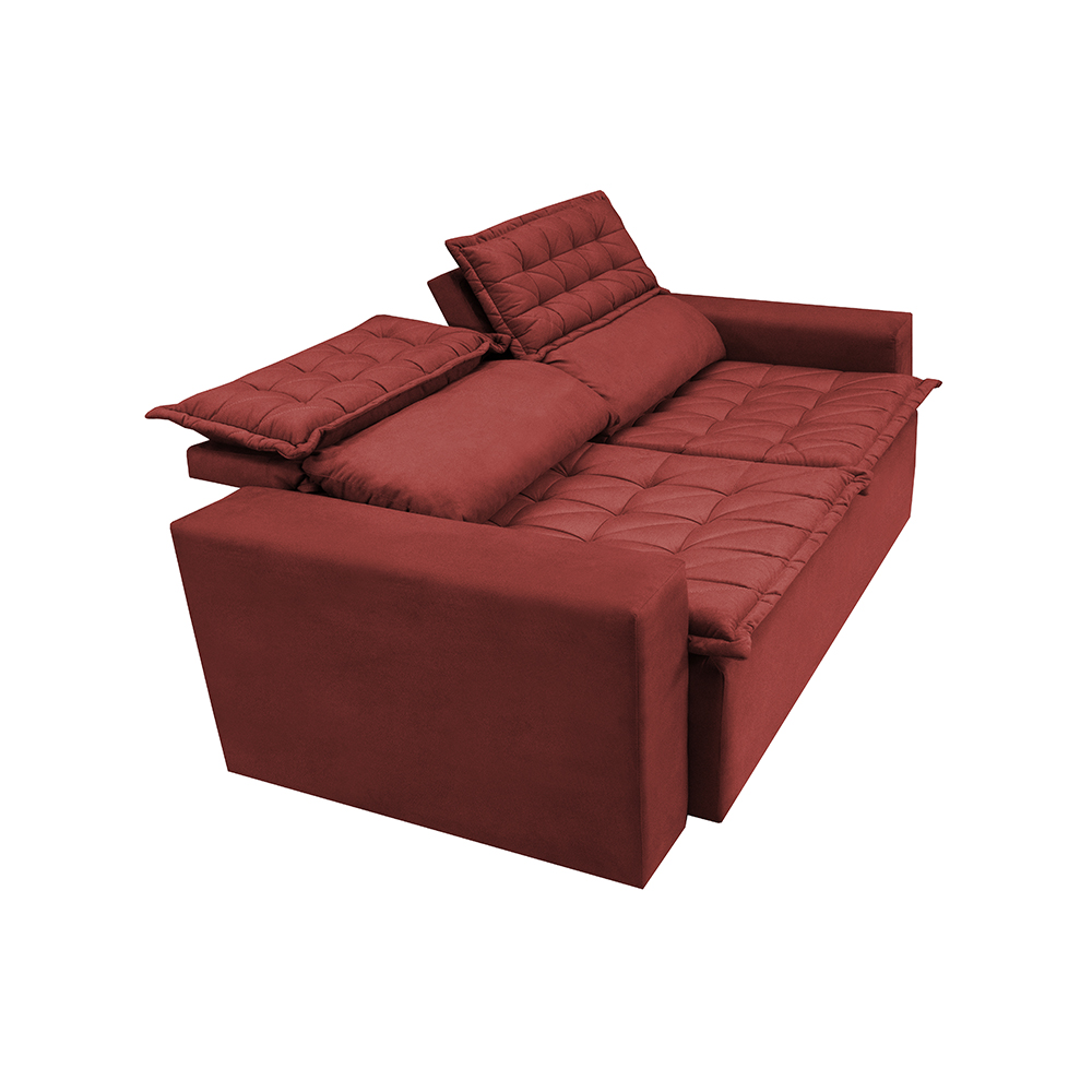 Sofá Retrátil e Reclinável Cama inBox Slim 1,50m Tecido Suede Velusoft Vermelho