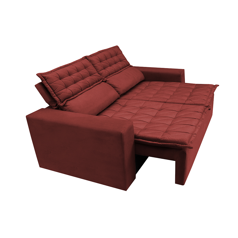Sofá Retrátil e Reclinável Cama inBox Slim 1,50m Tecido Suede Velusoft Vermelho