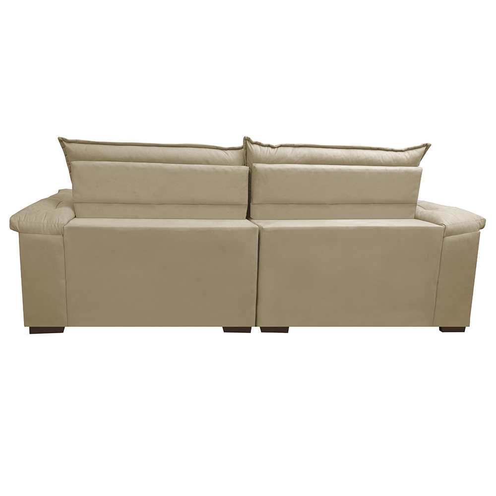 Sofá Retrátil e Reclinável Molas Ensacadas Cama inBox Botonê 2,12m Espuma Viscoelástico Suede Bege