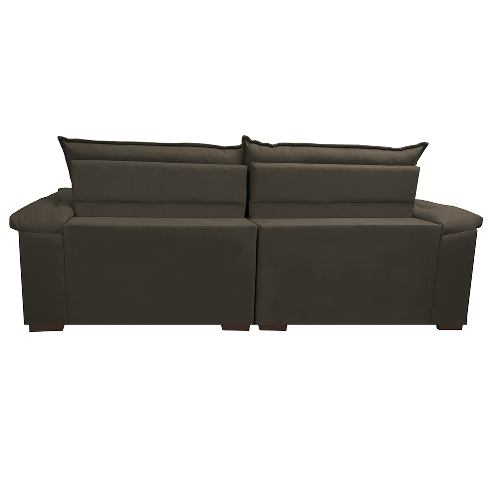 Sofá Retrátil e Reclinável Molas Ensacadas Cama inBox Botonê 2,12m Espuma Viscoelástico Suede Café
