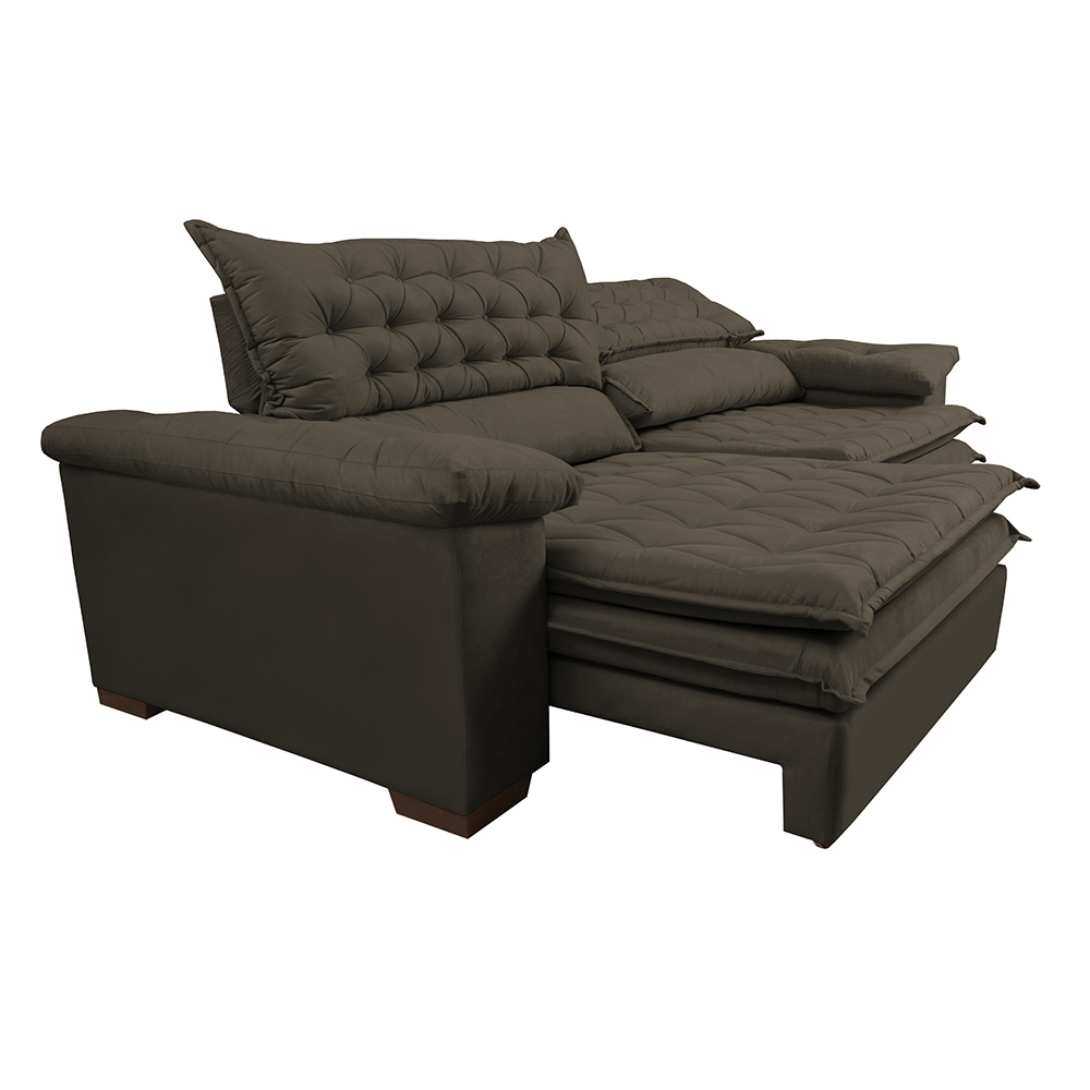 Sofá Retrátil e Reclinável Molas Ensacadas Cama inBox Botonê 2,12m Espuma Viscoelástico Suede Café