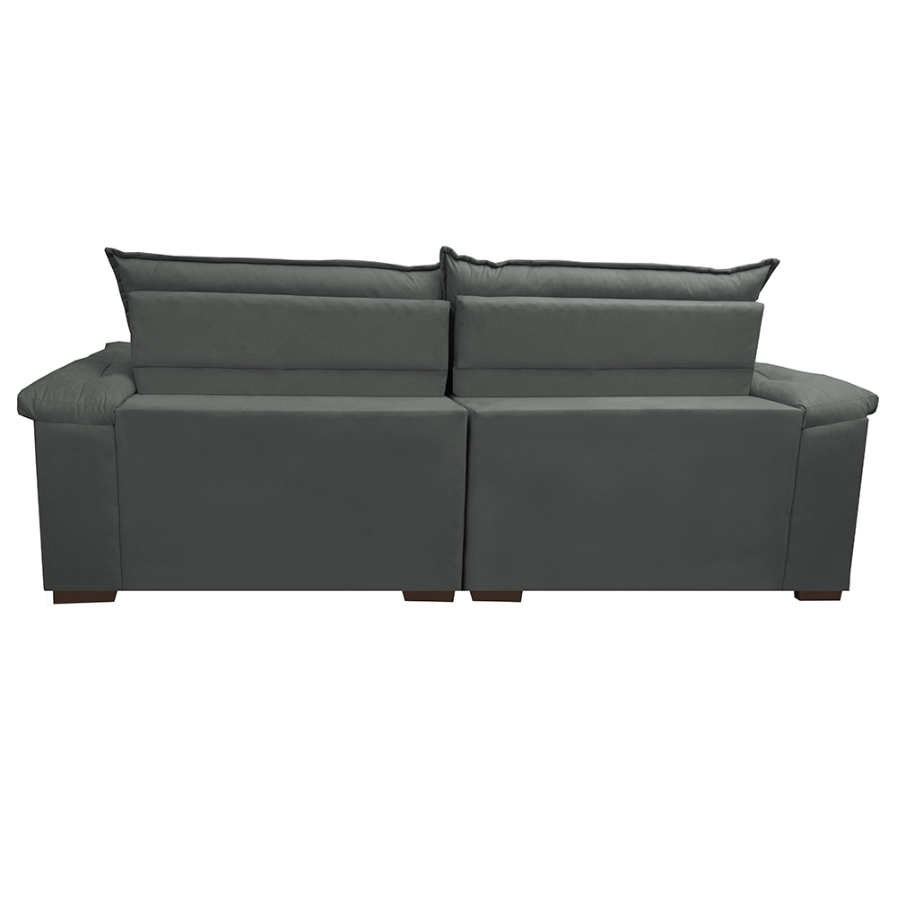 Sofá Retrátil e Reclinável Molas Ensacadas Cama inBox Botonê 2,92m Espuma Viscoelástico Suede Cinza