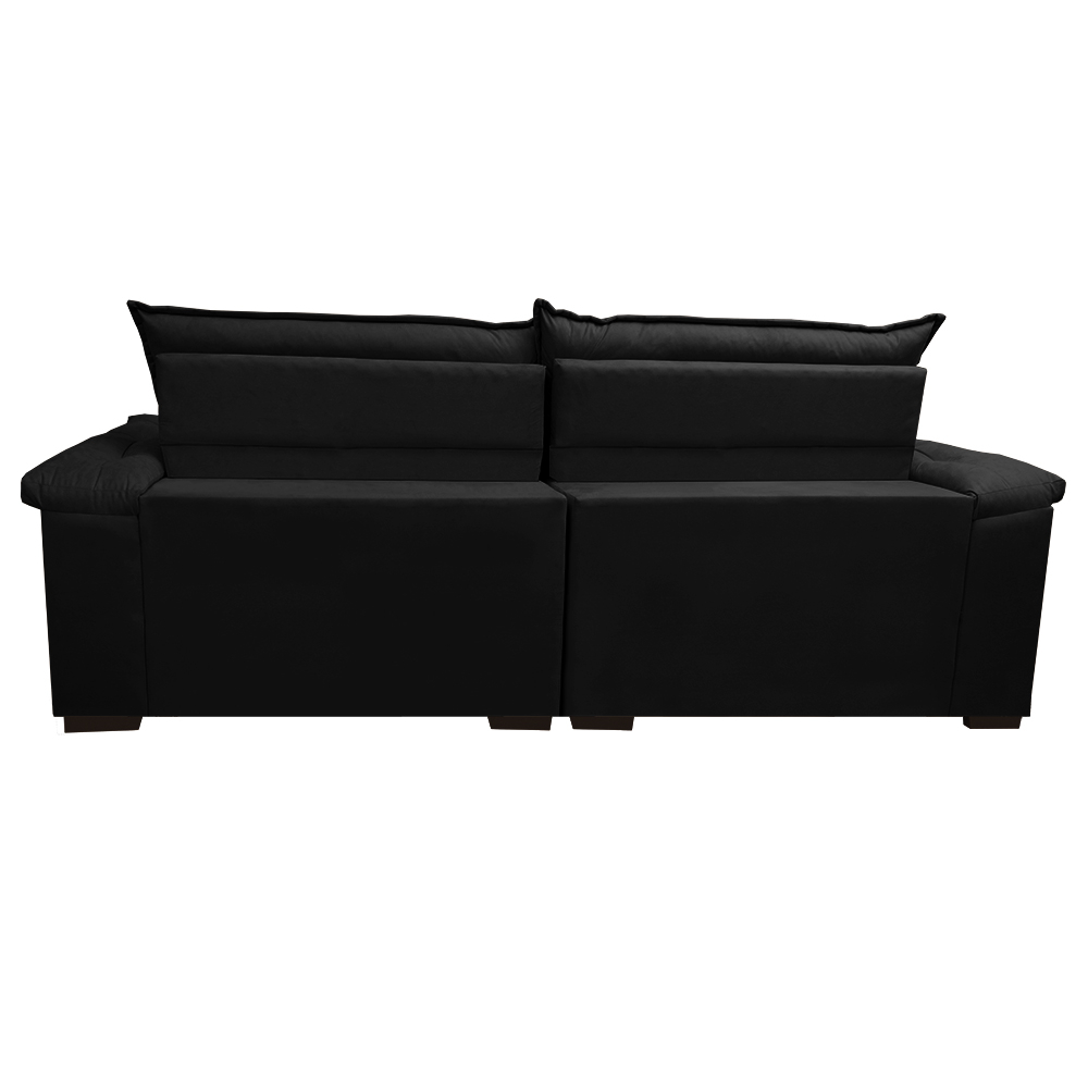 Sofá Retrátil e Reclinável Molas Ensacadas Cama inBox Botonê 2,92m Espuma Viscoelástico Suede Preto