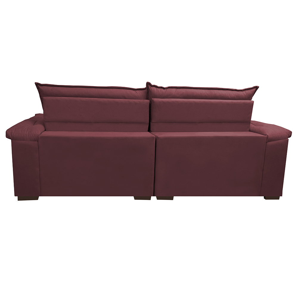Sofá Retrátil e Reclinável Molas Ensacadas Cama inBox Botonê 2,92m Espuma Viscoelástico Suede Vinho