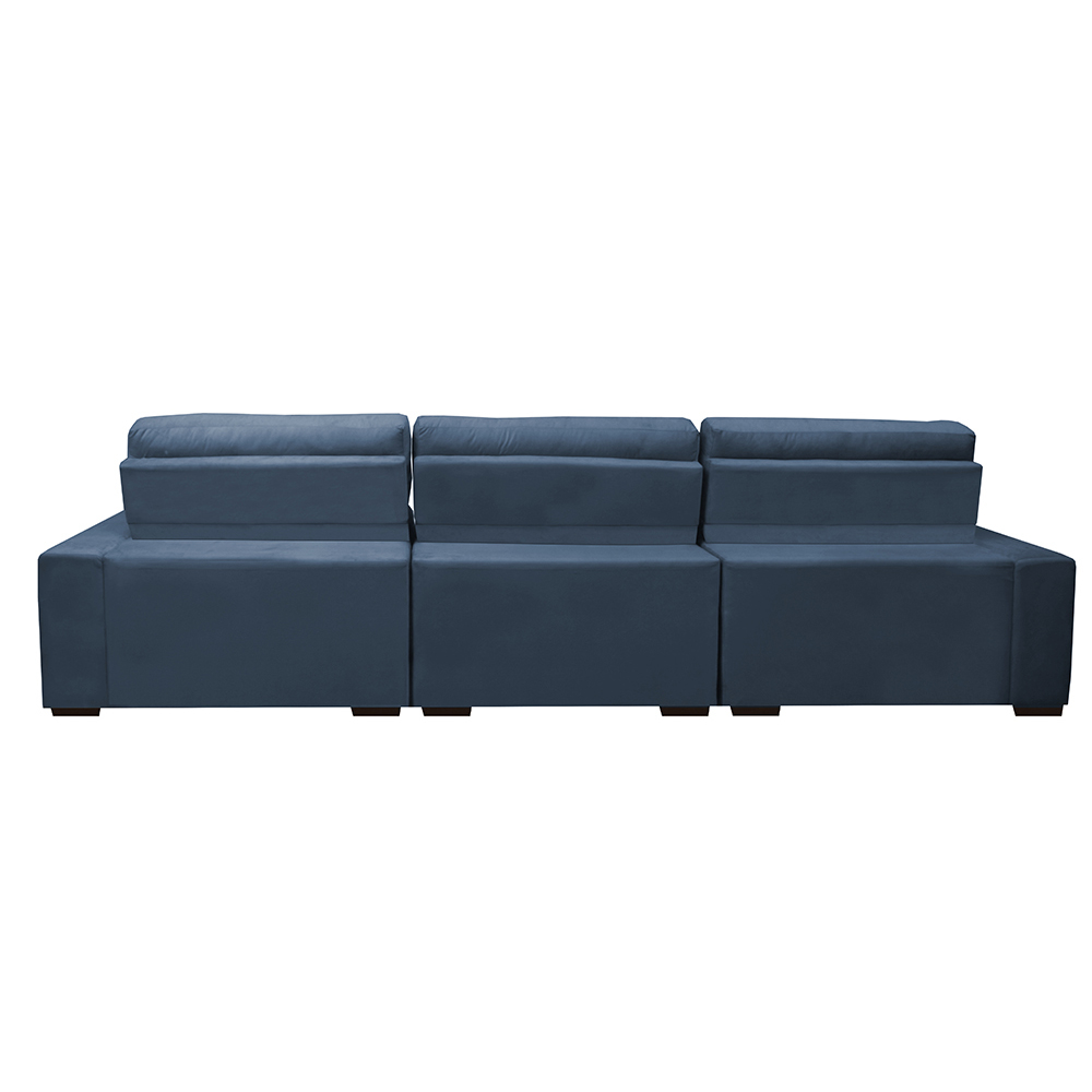 Sofá Retrátil e Reclinável com Molas Ensacadas Cama Inbox Master 3,82m Tecido Suede Azul