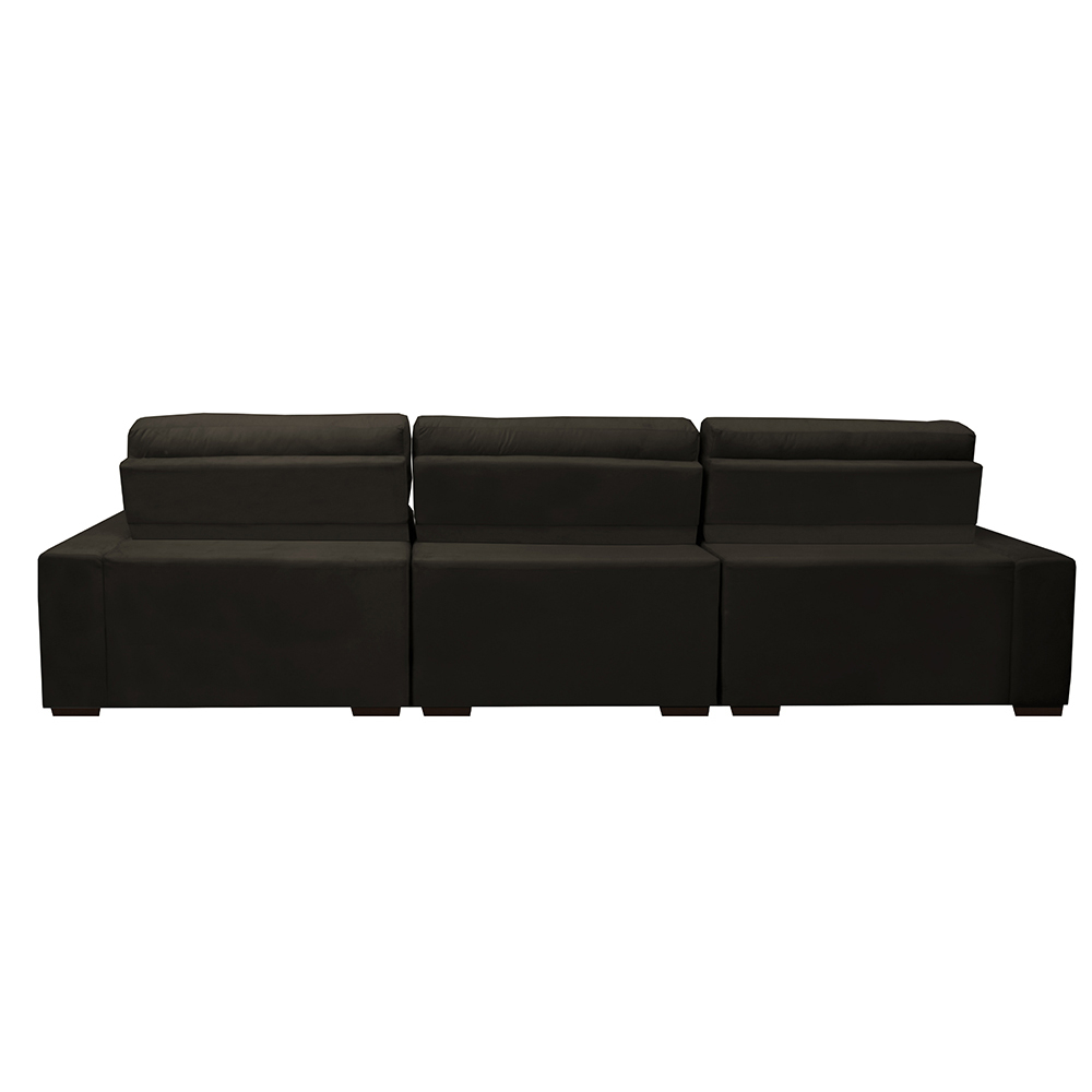 Sofá Retrátil e Reclinável com Molas Ensacadas Cama Inbox Master 3,82m Tecido Suede Café