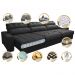 Sofá Retrátil e Reclinável com Molas Ensacadas Cama Inbox Master 3,82m Tecido Suede Preto