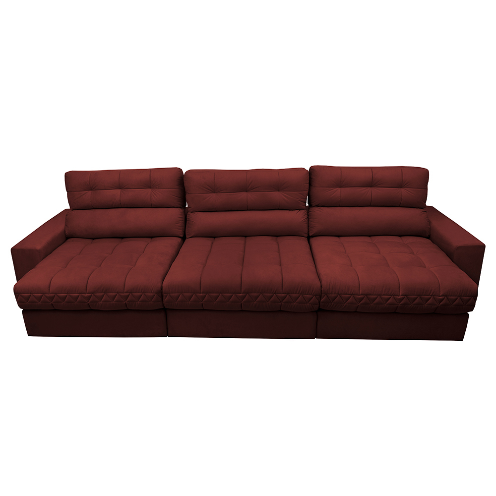 Sofá Retrátil e Reclinável com Molas Ensacadas Cama Inbox Master 3,82m Tecido Suede Vermelho