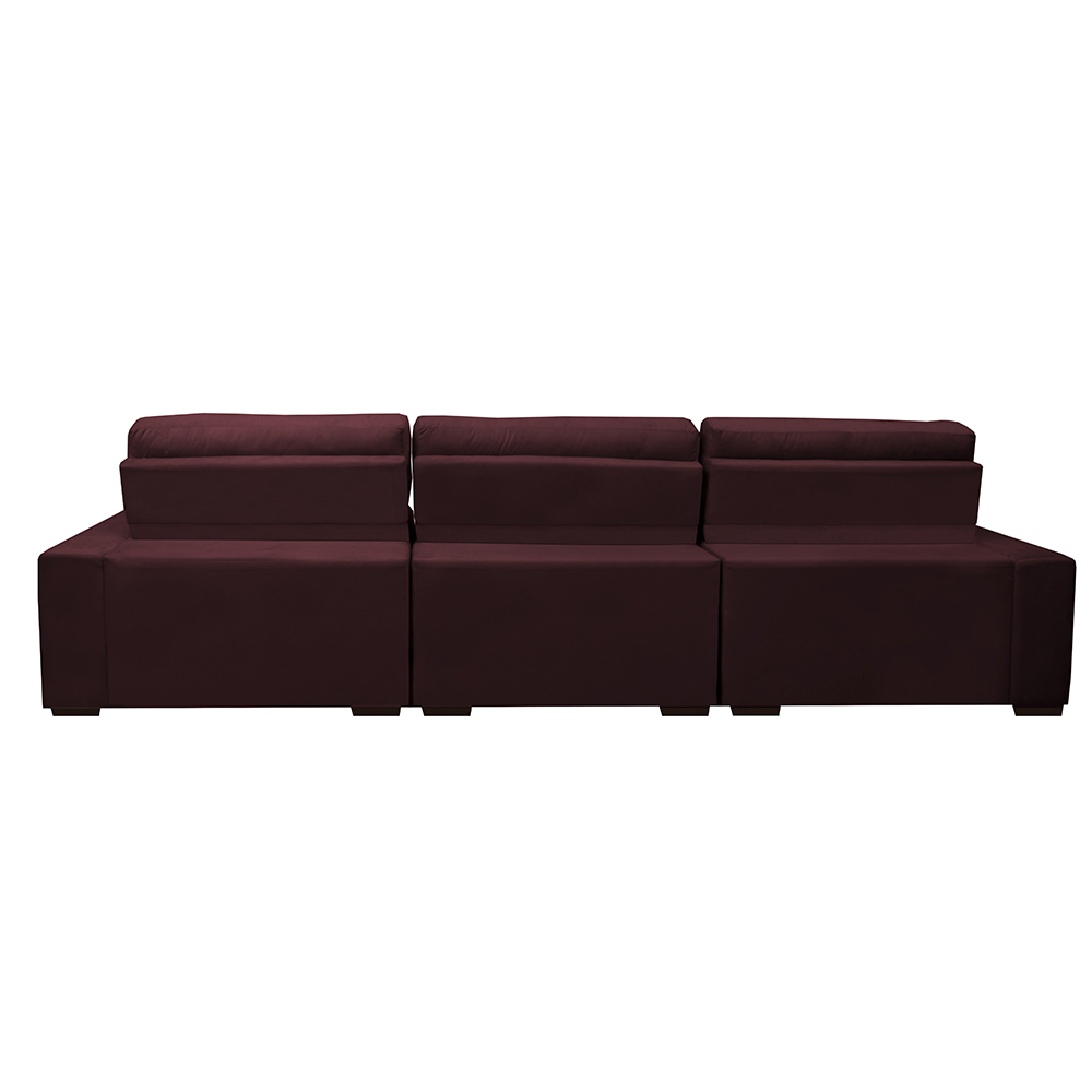 Sofá Retrátil e Reclinável com Molas Ensacadas Cama Inbox Master 3,82m Tecido Suede Vinho
