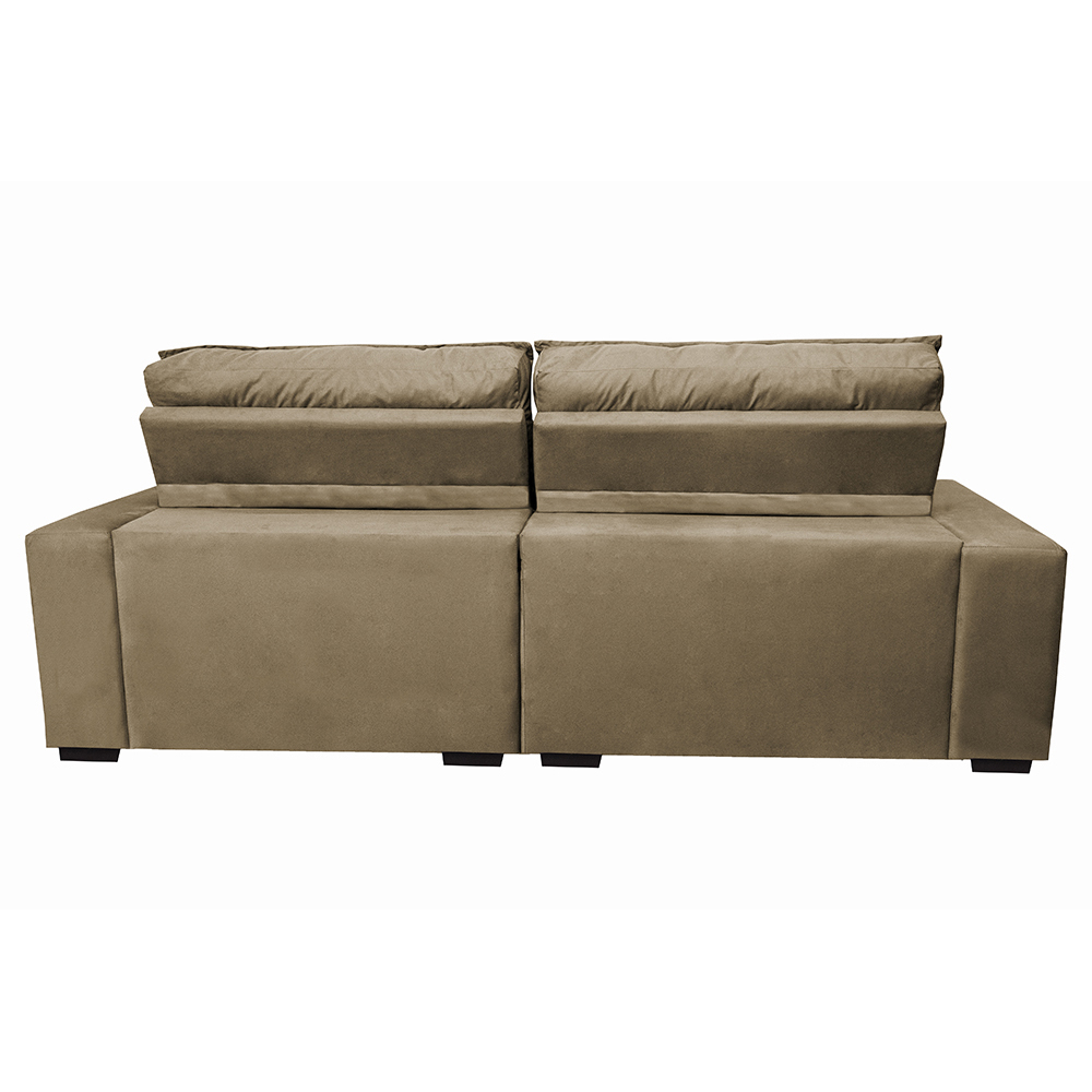 Sofá Retrátil e Reclinável com Molas Ensacadas Cama inBox Gold 2,52m Tecido Suede Velusoft Castor