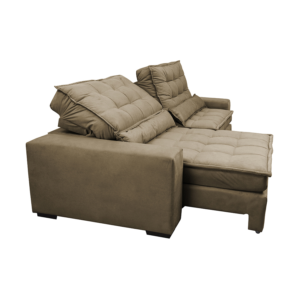 Sofá Retrátil e Reclinável com Molas Ensacadas Cama inBox Gold 2,52m Tecido Suede Velusoft Castor