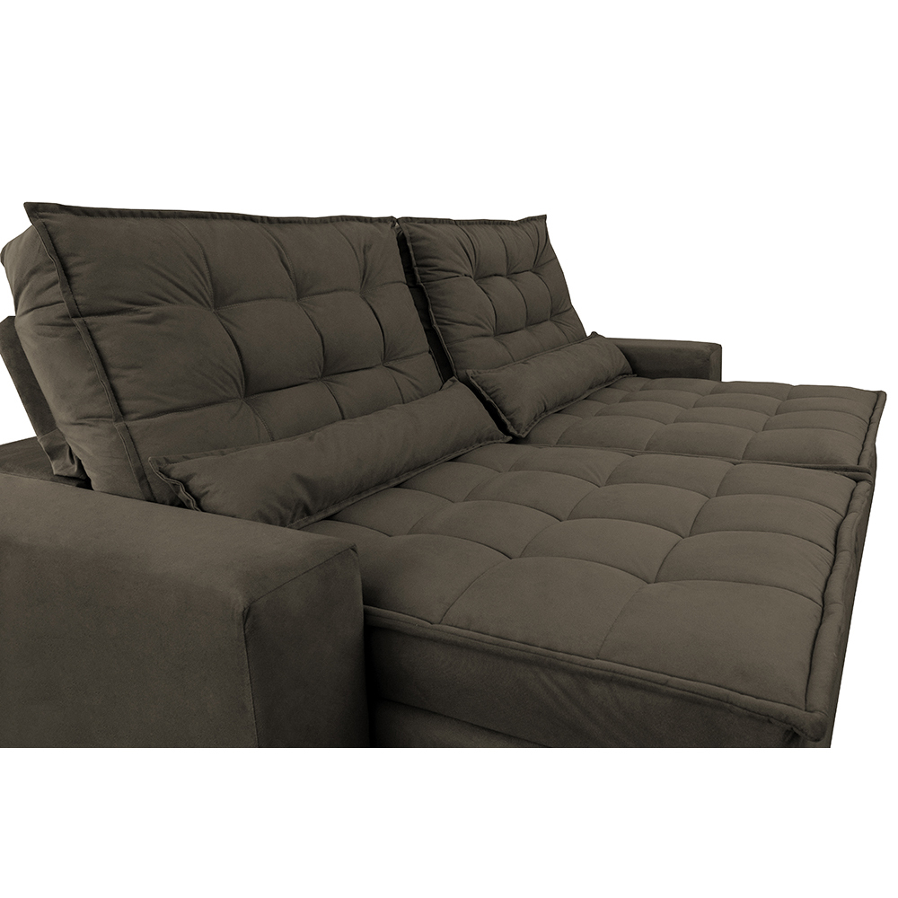 Sofá Retrátil e Reclinável com Molas Ensacadas Cama inBox Gold 2,72m Tecido Suede Velusoft Café