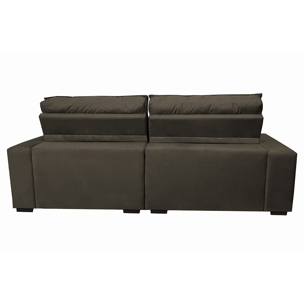 Sofá Retrátil e Reclinável com Molas Ensacadas Cama inBox Gold 2,72m Tecido Suede Velusoft Café