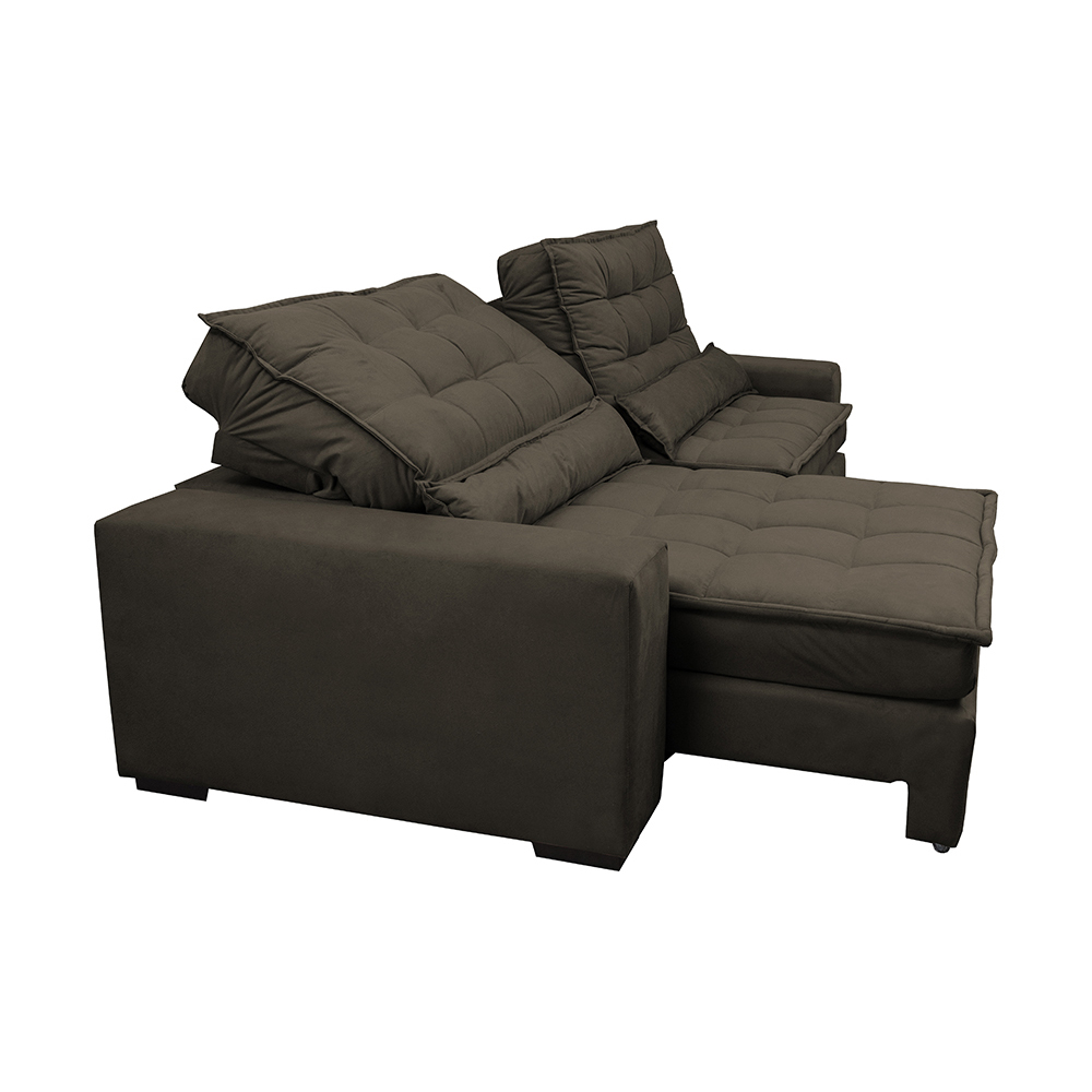 Sofá Retrátil e Reclinável com Molas Ensacadas Cama inBox Gold 2,72m Tecido Suede Velusoft Café