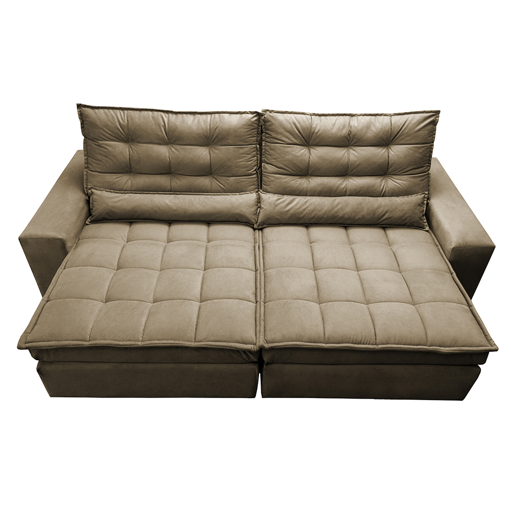 Sofá Retrátil e Reclinável com Molas Ensacadas Cama inBox Gold 2,72m Tecido Suede Velusoft Castor