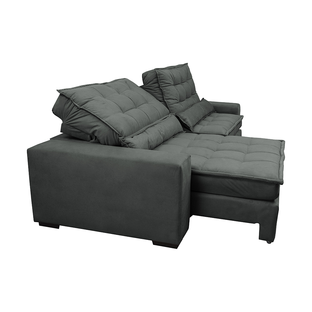 Sofá Retrátil e Reclinável com Molas Ensacadas Cama inBox Gold 2,72m Tecido Suede Velusoft Cinza
