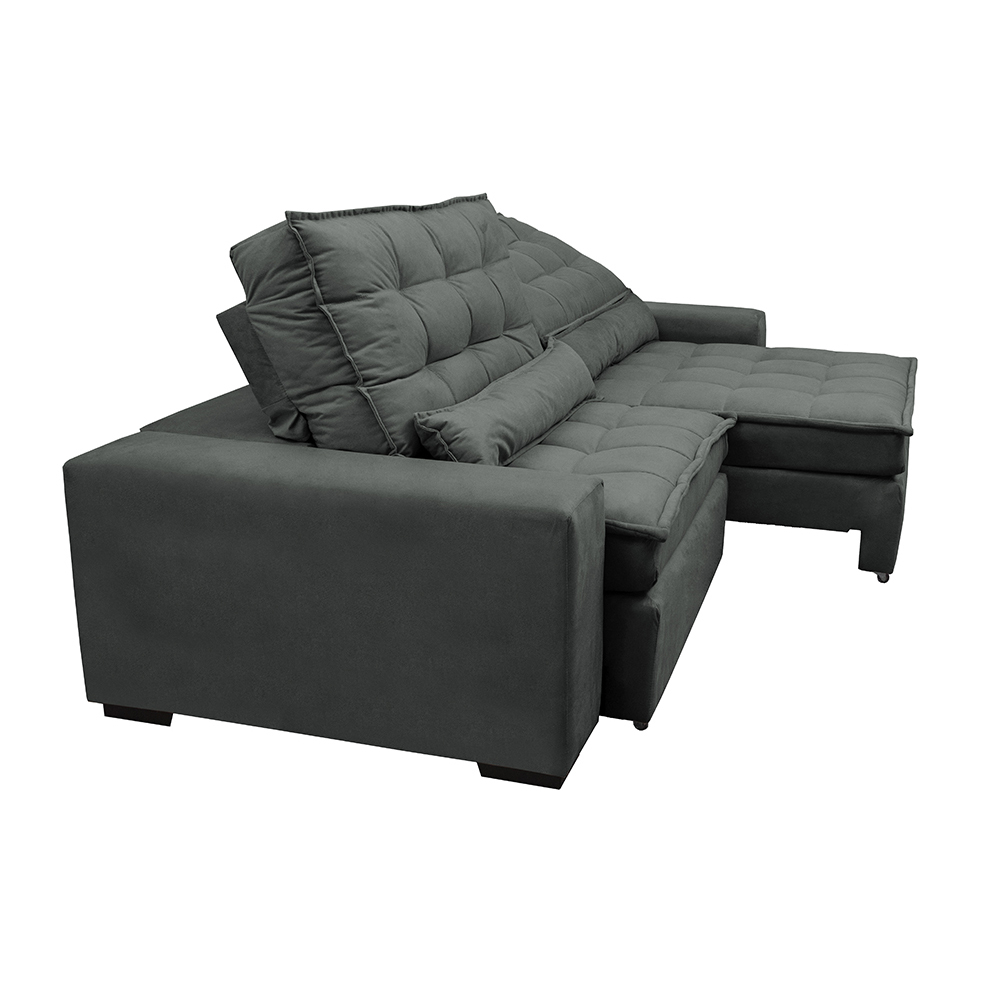 Sofá Retrátil e Reclinável com Molas Ensacadas Cama inBox Gold 2,72m Tecido Suede Velusoft Cinza