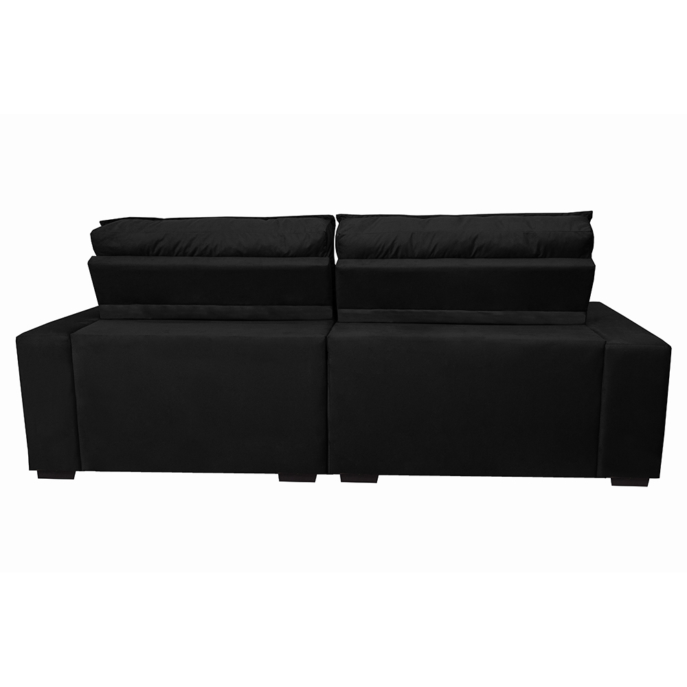 Sofá Retrátil e Reclinável com Molas Ensacadas Cama inBox Gold 2,72m Tecido Suede Velusoft Preto