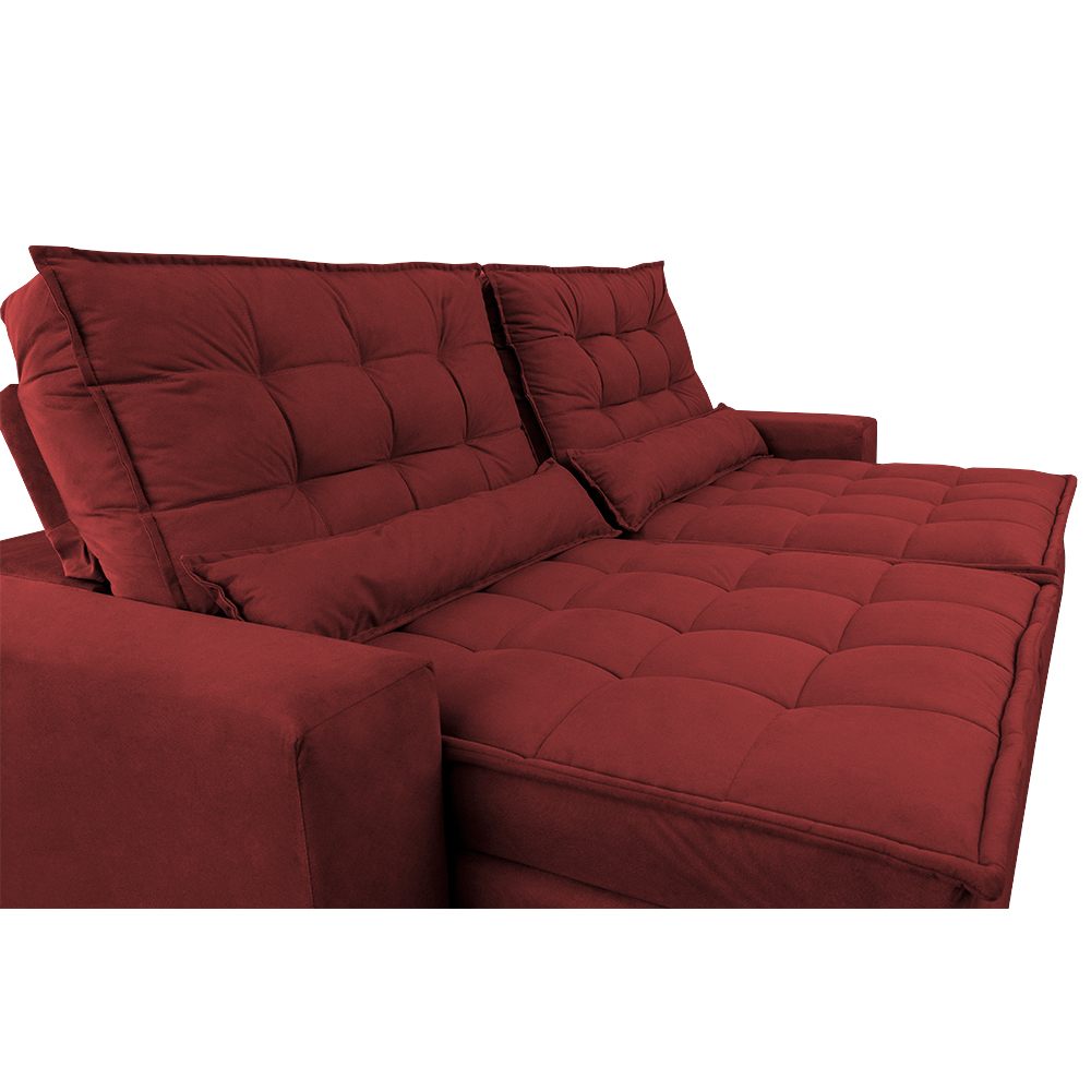 Sofá Retrátil e Reclinável com Molas Ensacadas Cama inBox Gold 2,72m Tecido Suede Velusoft Vermelho