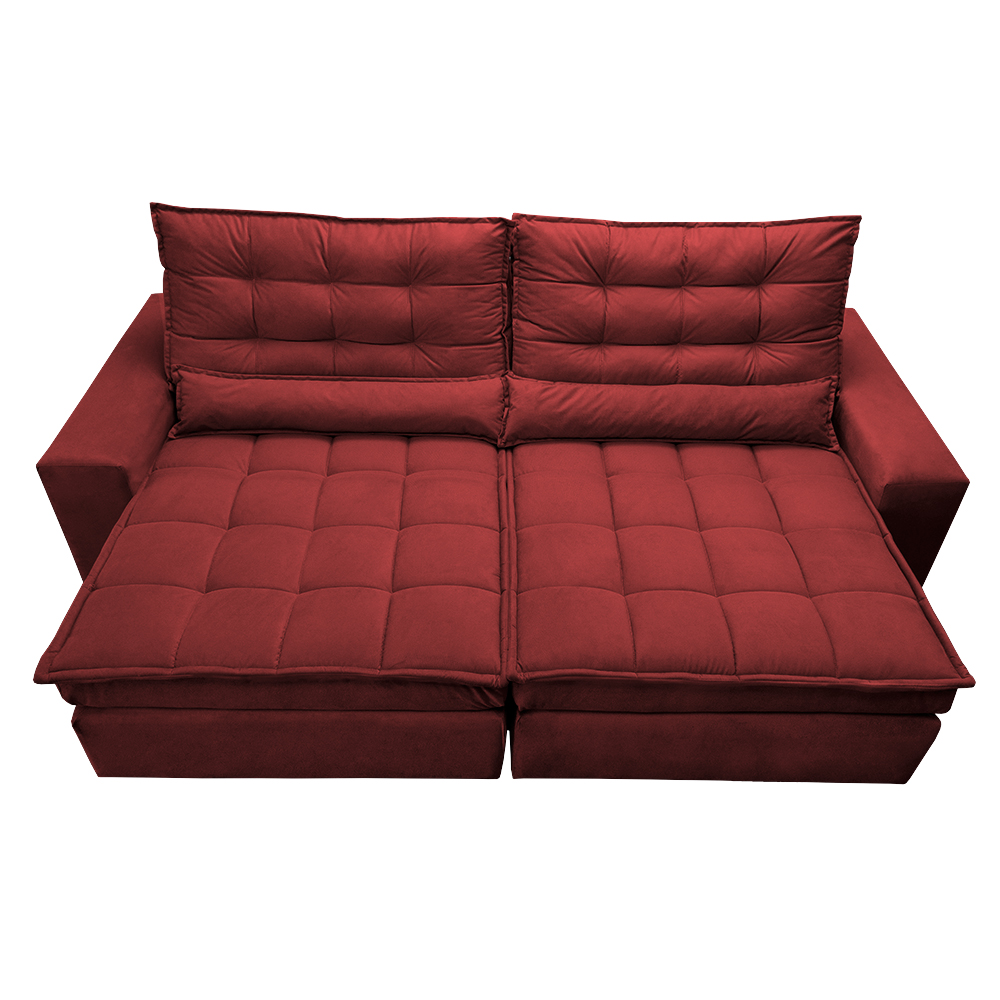 Sofá Retrátil e Reclinável com Molas Ensacadas Cama inBox Gold 2,72m Tecido Suede Velusoft Vermelho