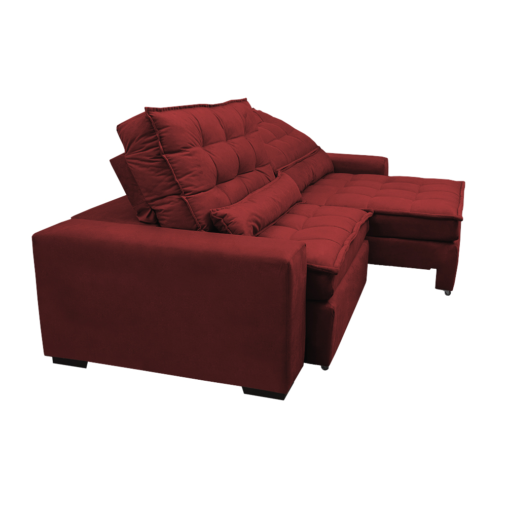 Sofá Retrátil e Reclinável com Molas Ensacadas Cama inBox Gold 2,72m Tecido Suede Velusoft Vermelho
