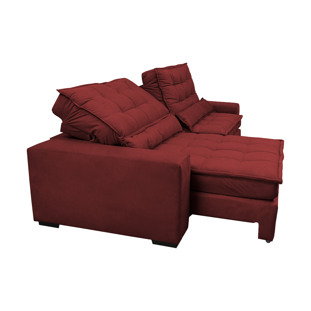 Sofá Retrátil e Reclinável com Molas Ensacadas Cama inBox Gold 2,72m Tecido Suede Velusoft Vermelho