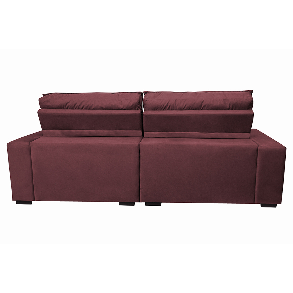 Sofá Retrátil e Reclinável com Molas Ensacadas Cama inBox Gold 2,72m Tecido Suede Velusoft Vinho