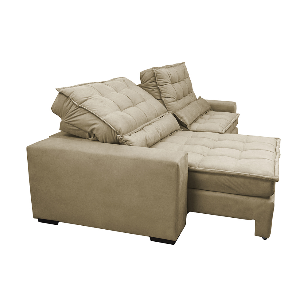 Sofá Retrátil e Reclinável com Molas Ensacadas Cama inBox Gold 2,92m Tecido Suede Velusoft Bege
