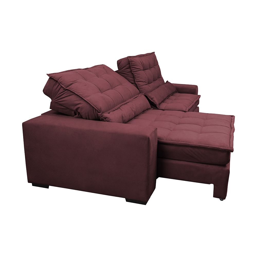Sofá Retrátil e Reclinável com Molas Ensacadas Cama inBox Gold 3,12m Tecido Suede Velusoft Vinho