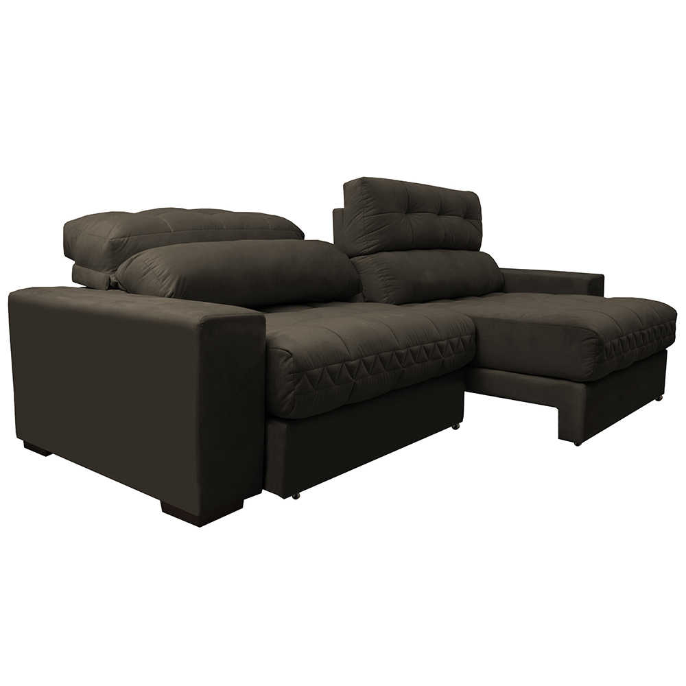 Sofá Retrátil e Reclinável com Molas Ensacadas Cama inBox Master 2,12m Tecido Suede Café