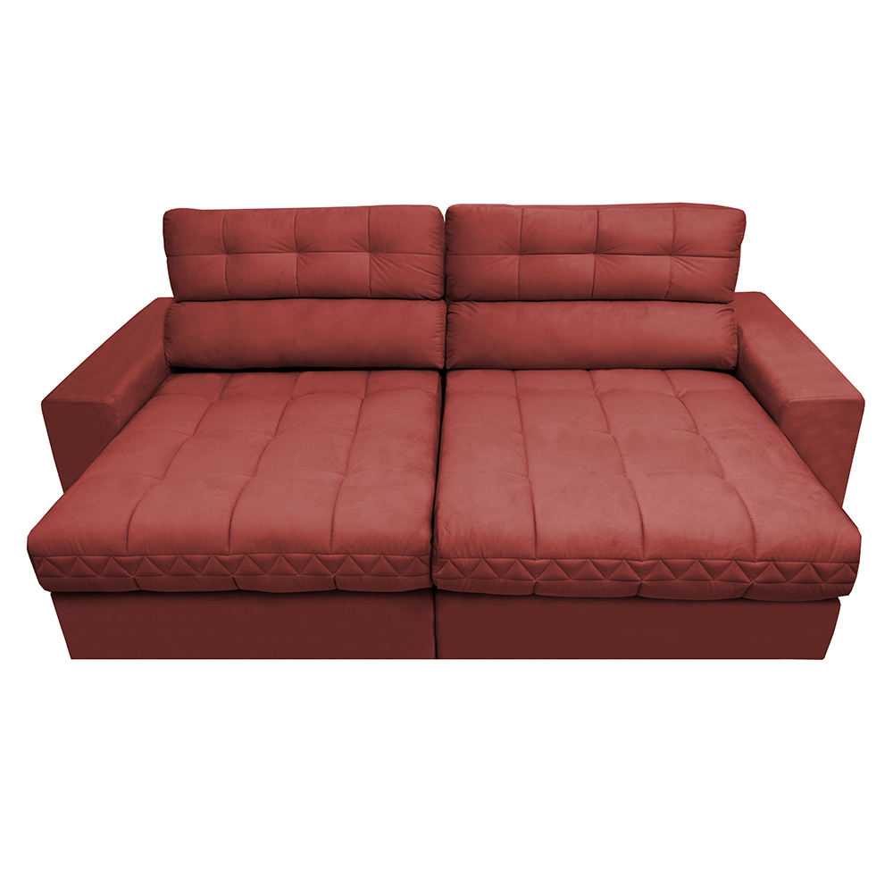 Sofá Retrátil e Reclinável com Molas Ensacadas Cama inBox Master 2,12m Tecido Suede Vermelho
