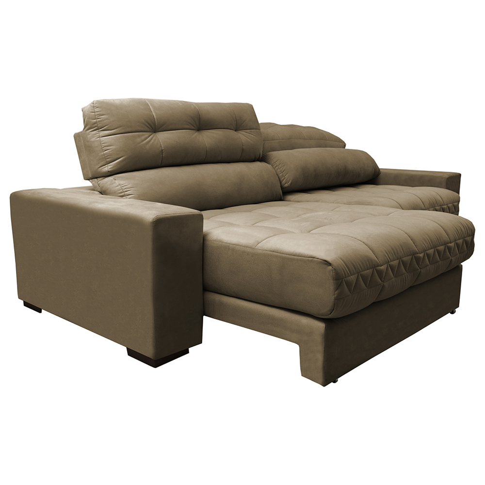 Sofá Retrátil e Reclinável com Molas Ensacadas Cama inBox Master 2,32m Tecido Suede Castor