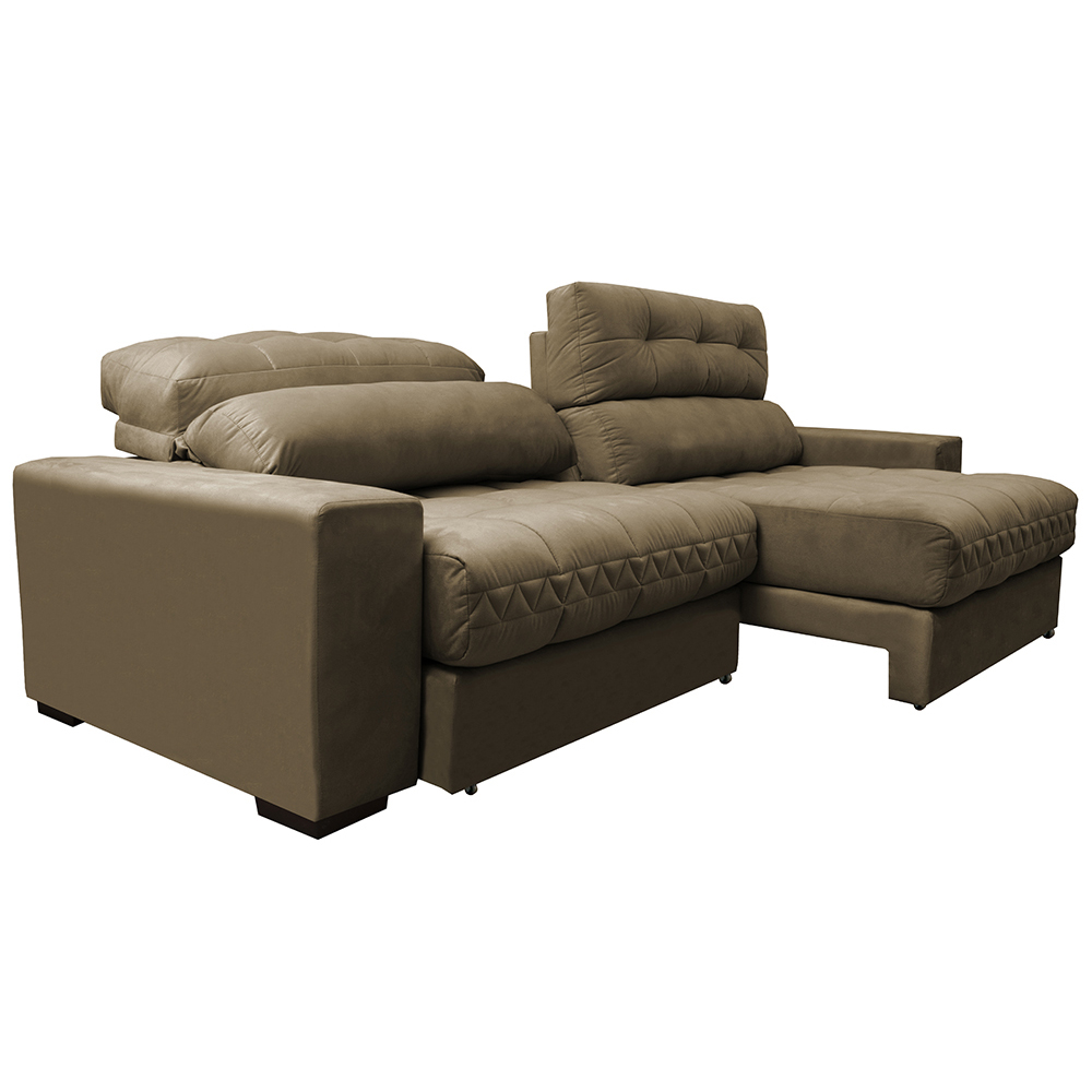 Sofá Retrátil e Reclinável com Molas Ensacadas Cama inBox Master 2,32m Tecido Suede Castor