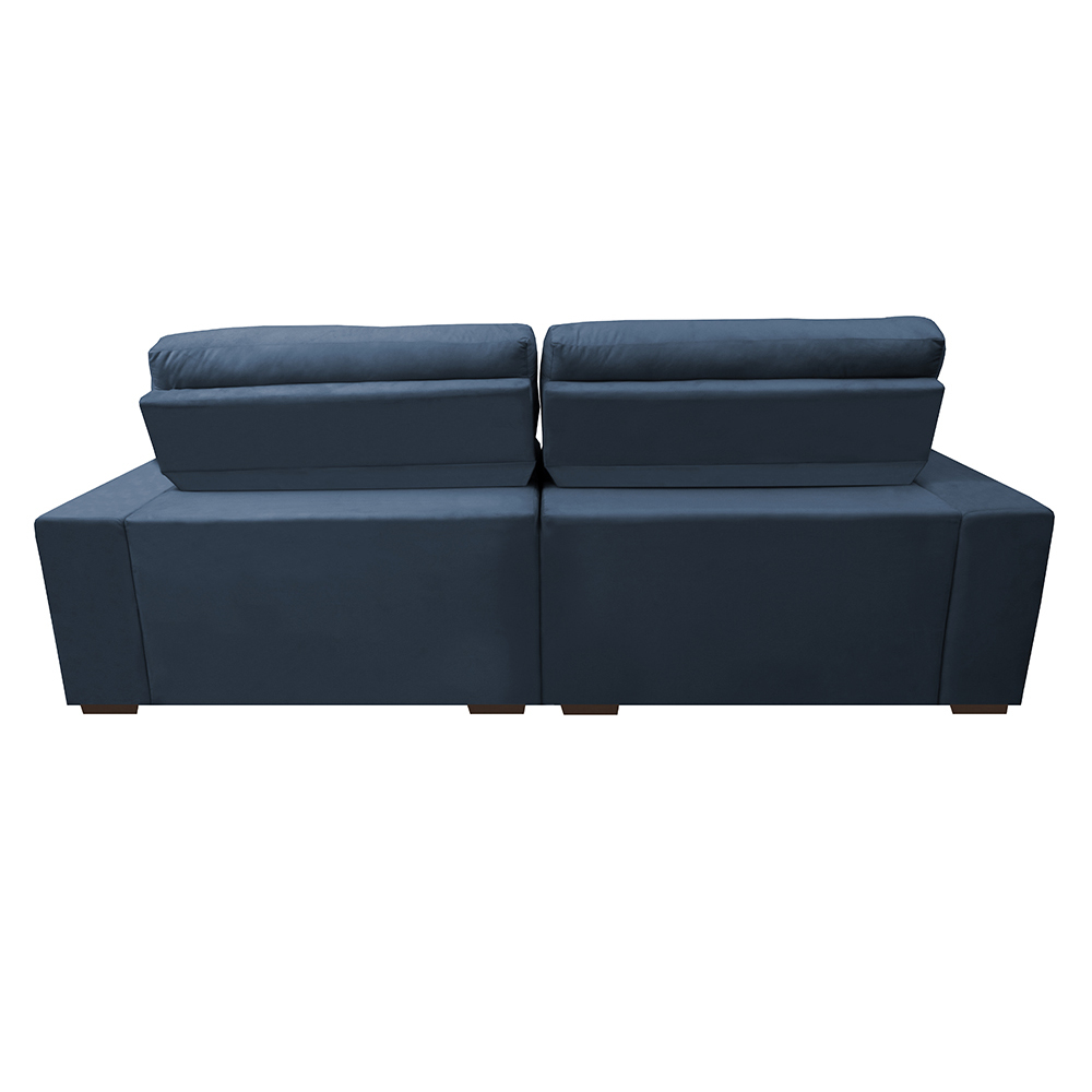 Sofá Retrátil e Reclinável com Molas Ensacadas Cama inBox Master 2,52m Tecido Suede Azul
