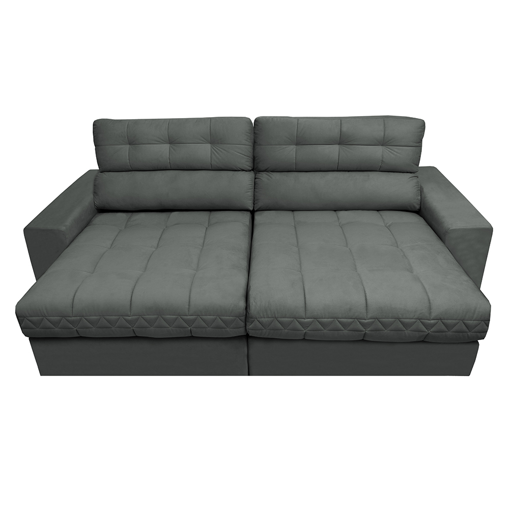 Sofá Retrátil e Reclinável com Molas Ensacadas Cama inBox Master 2,52m Tecido Suede Cinza